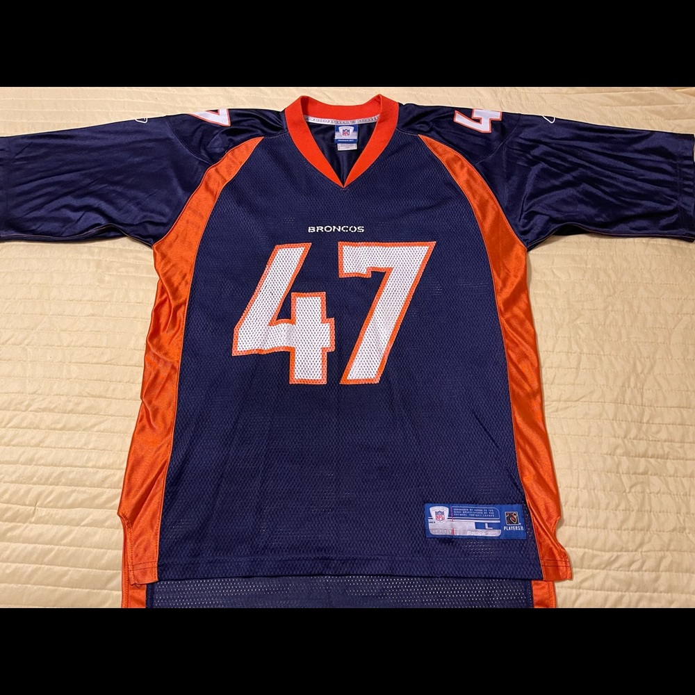 Vintage Reebok Denver Broncos Jersey #47 John Lynch NFL Mens